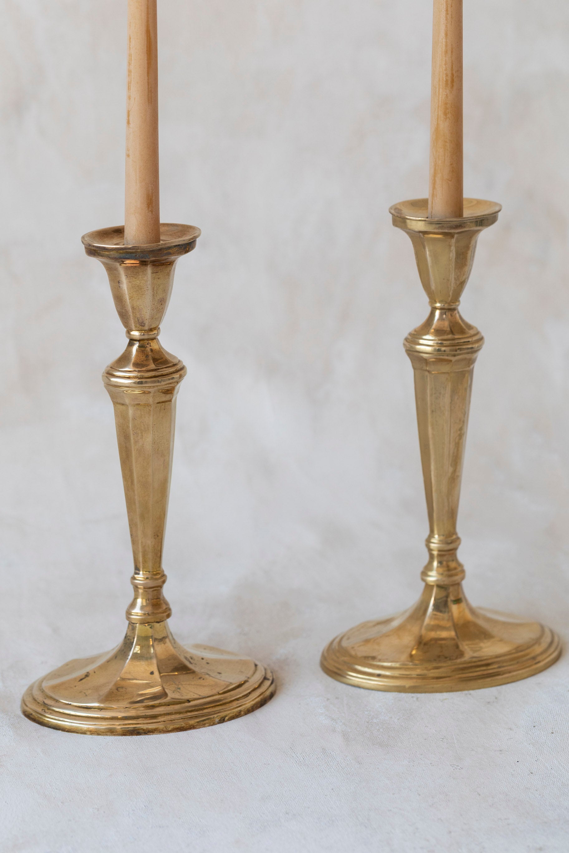 Vintage Brass Oval Bottom Candle Holders