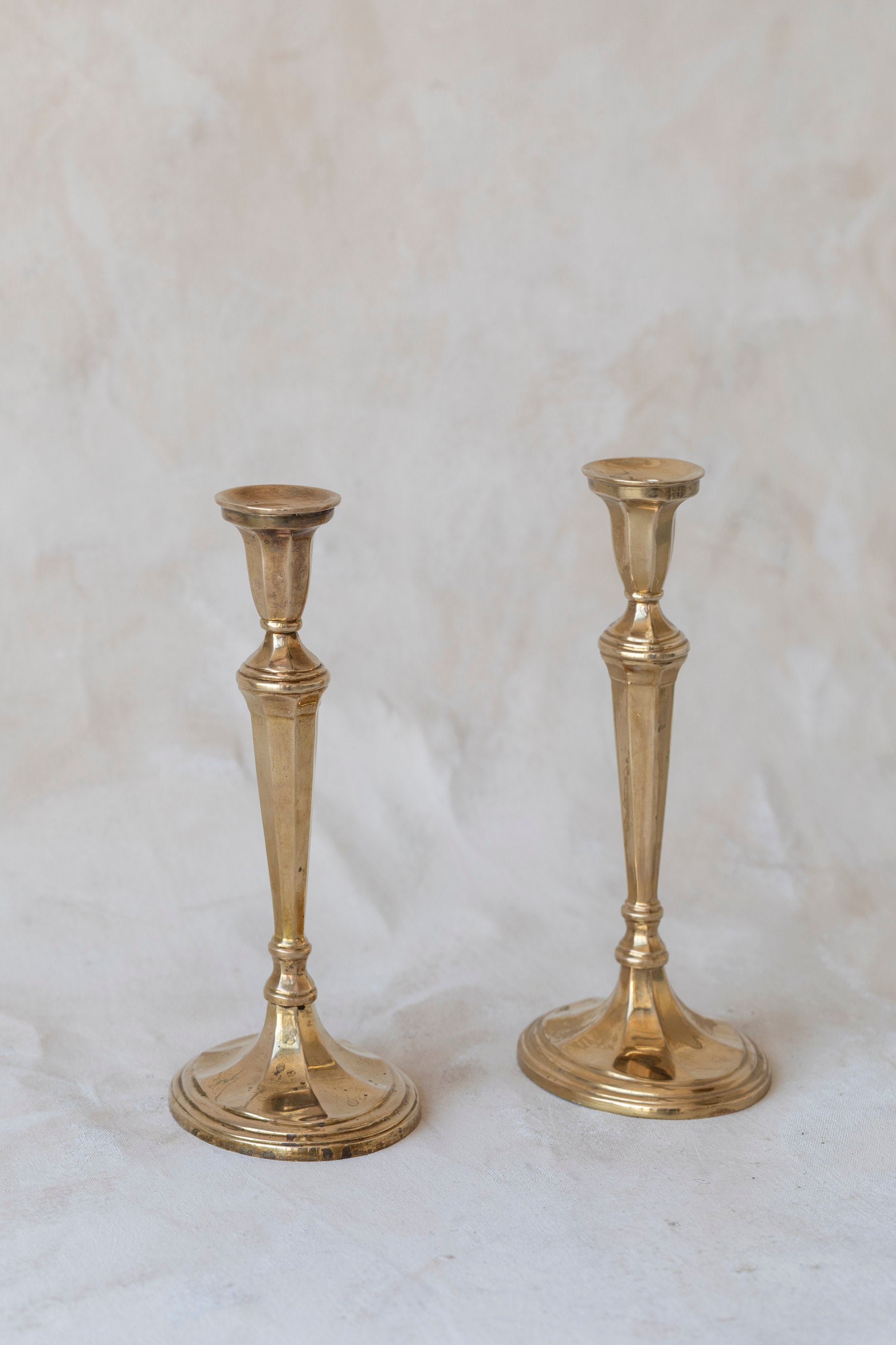 Vintage Brass Oval Bottom Candle Holders