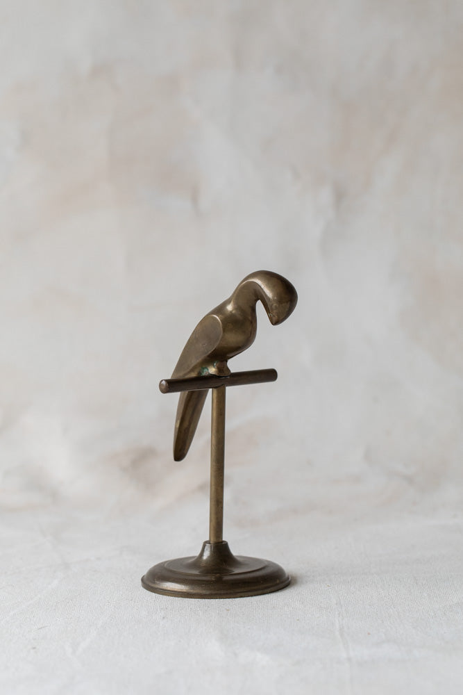 Vintage Brass Perching Parrot