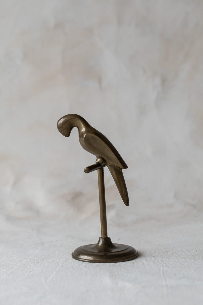 Vintage Brass Perching Parrot