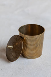 Vintage Brass Ribbed Container