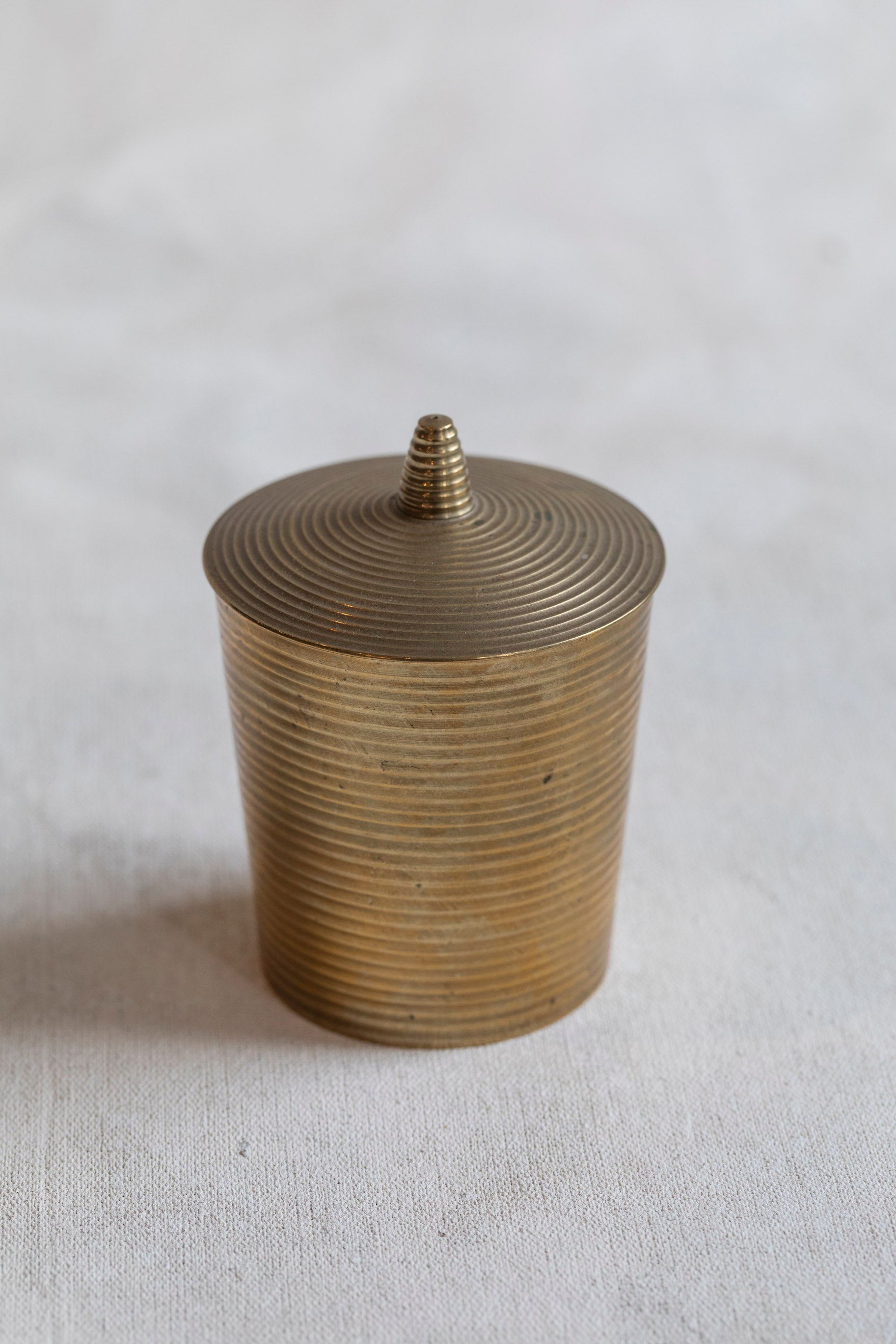 Vintage Brass Ribbed Container