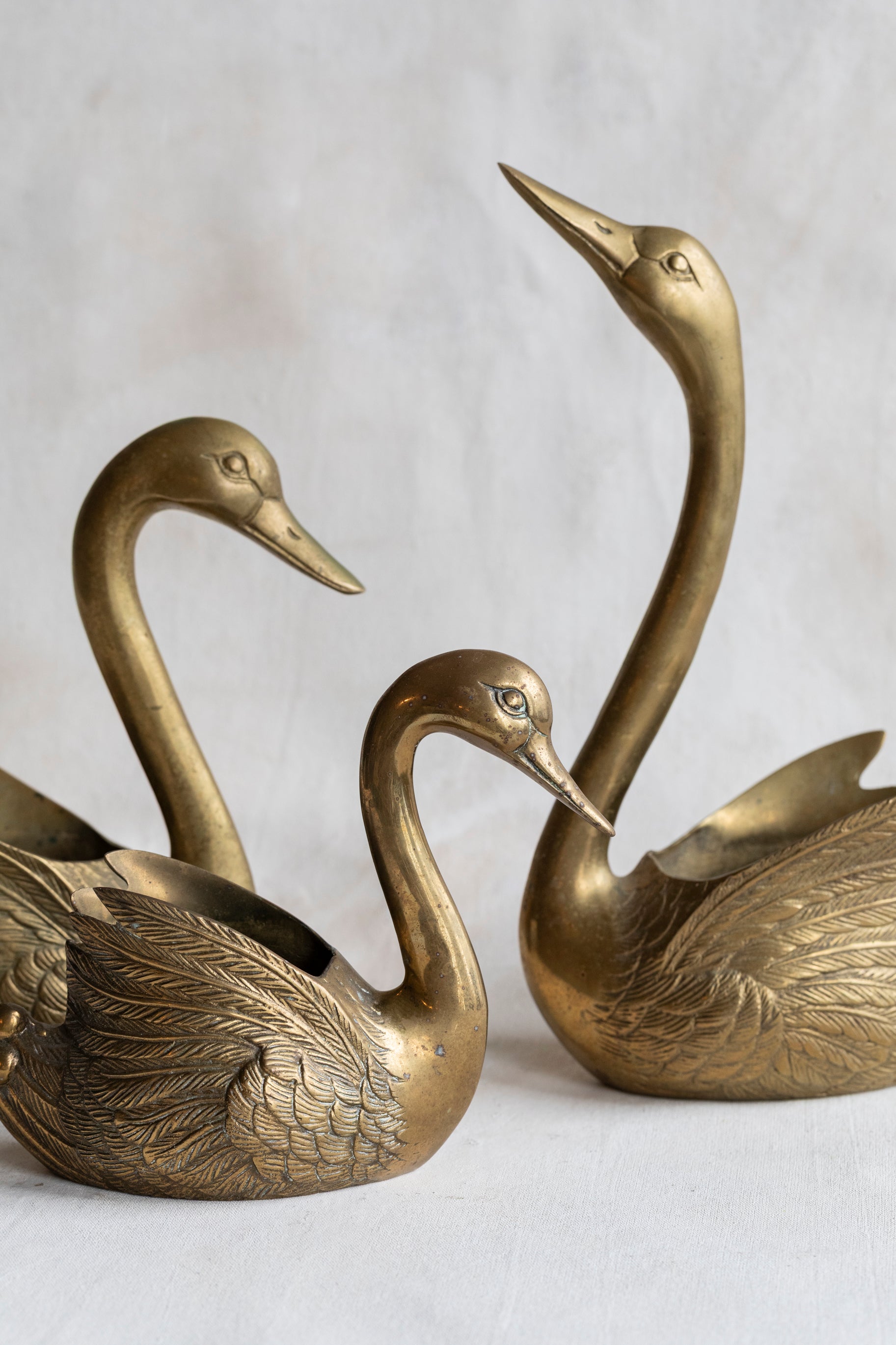 Vintage Brass Swan Planters