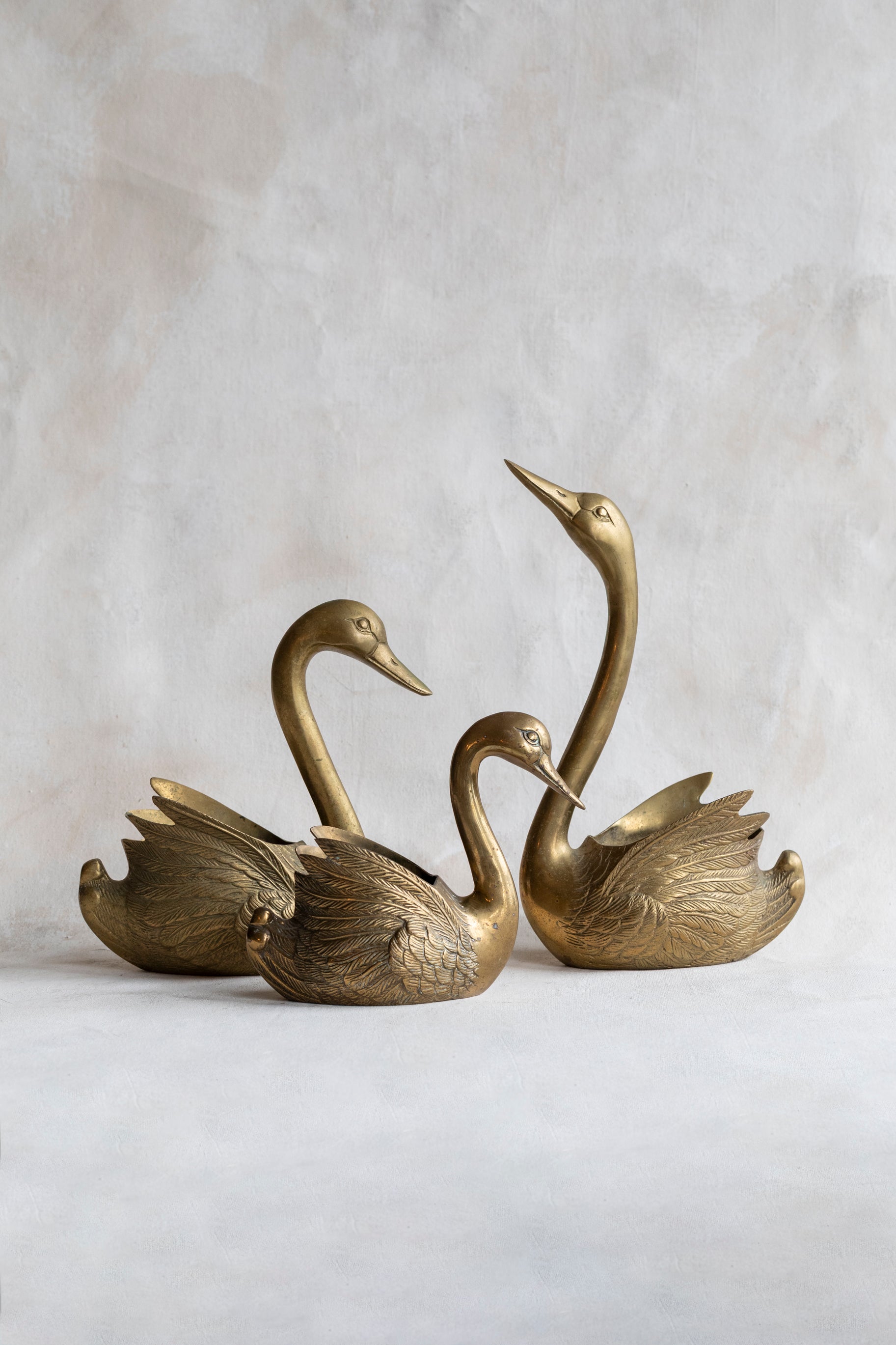 Vintage Brass Swan Planters