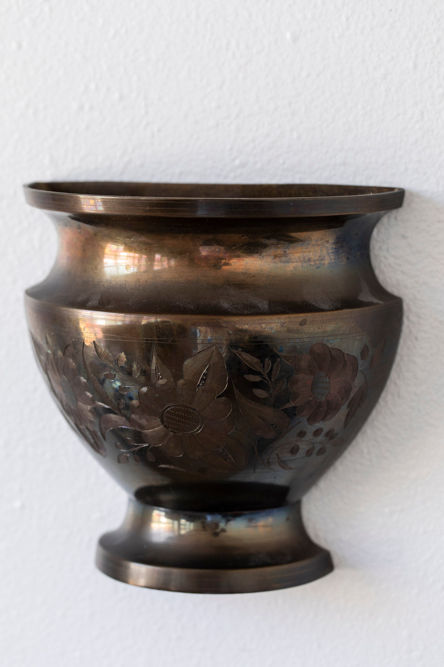 Vintage Etched Wall Vase