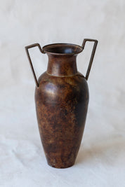 Vintage Brown Metal Urn Vase