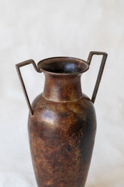 Vintage Brown Metal Urn Vase