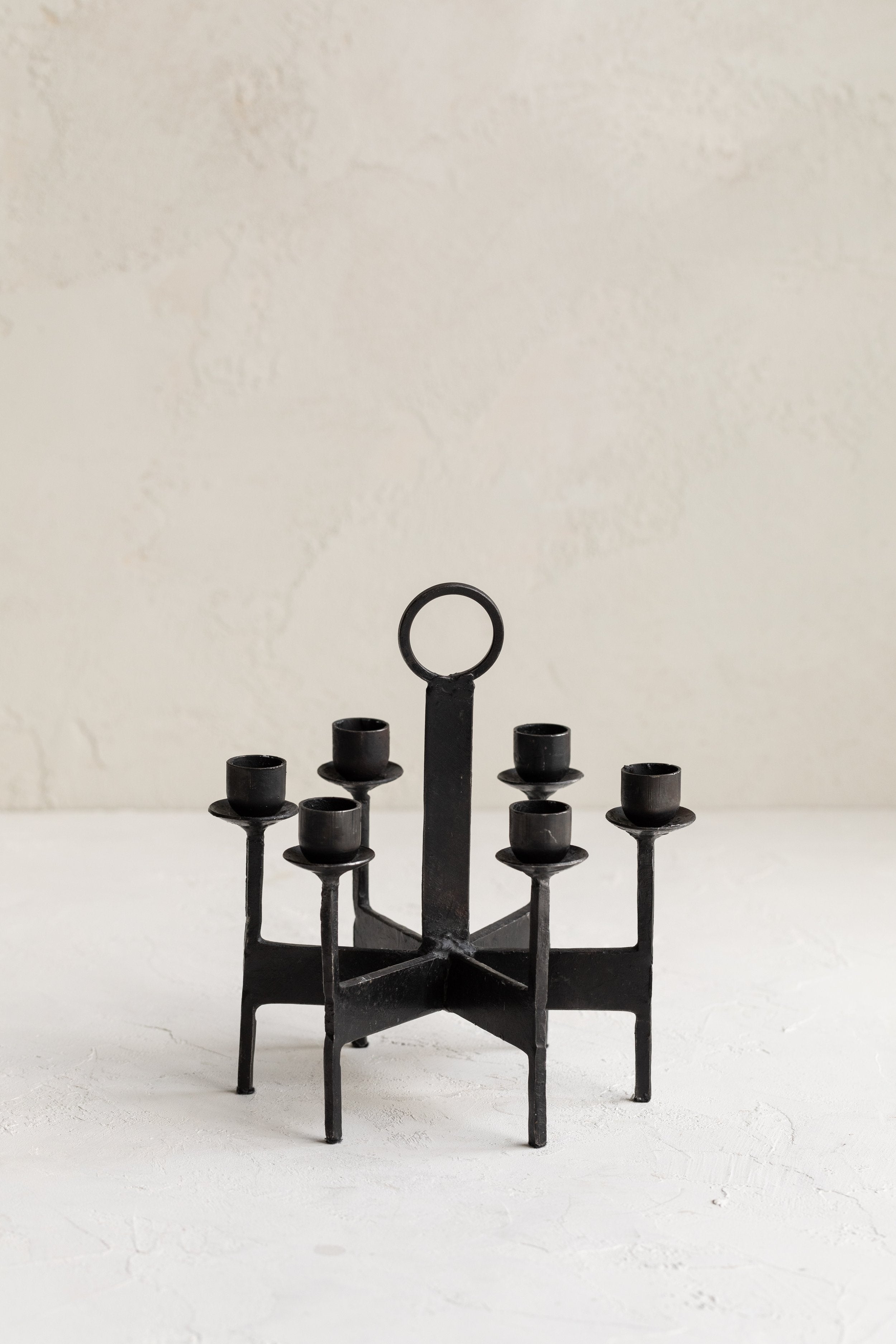Vintage Van Keppel Green Brutalist Iron Candelabra