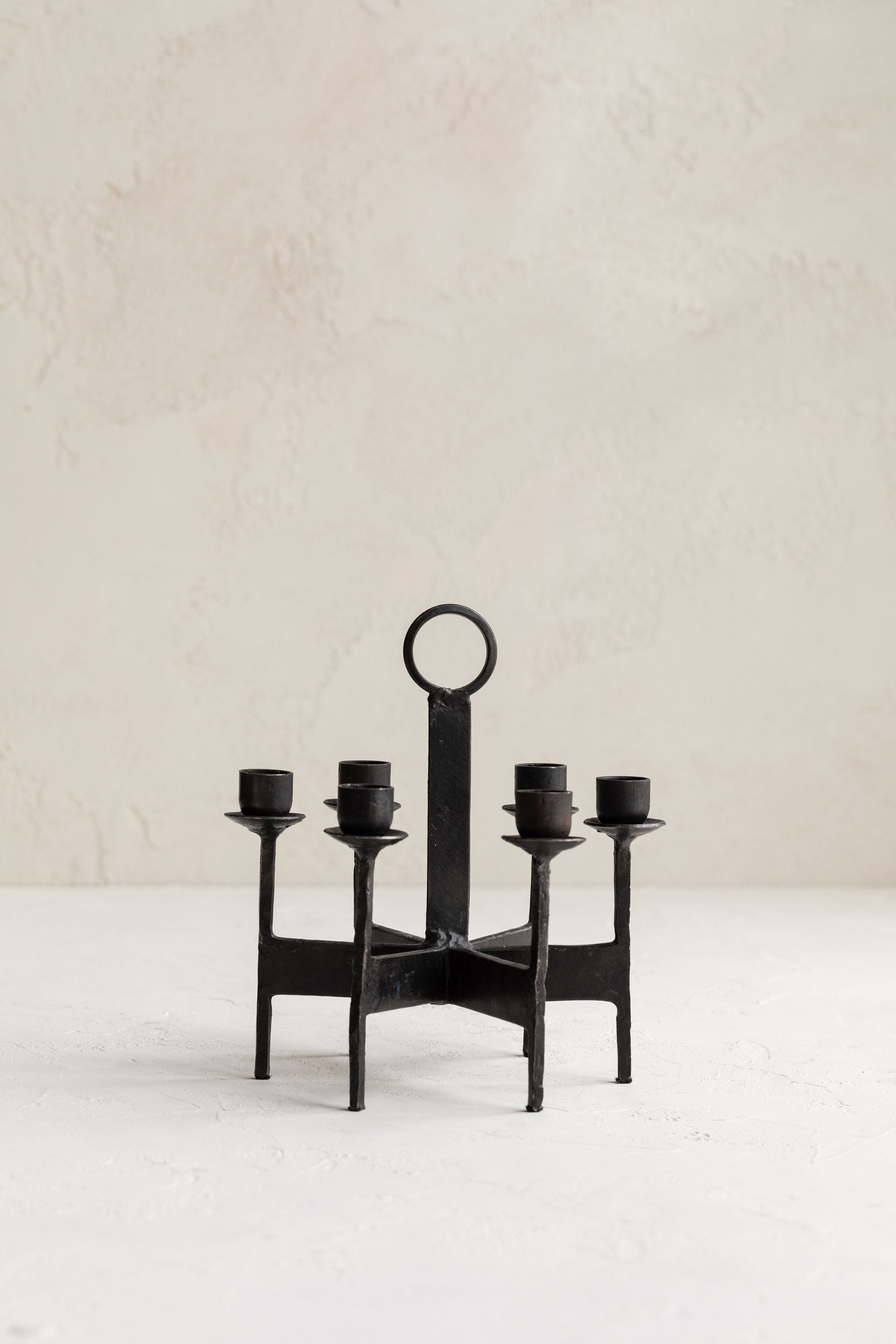 Vintage Van Keppel Green Brutalist Iron Candelabra