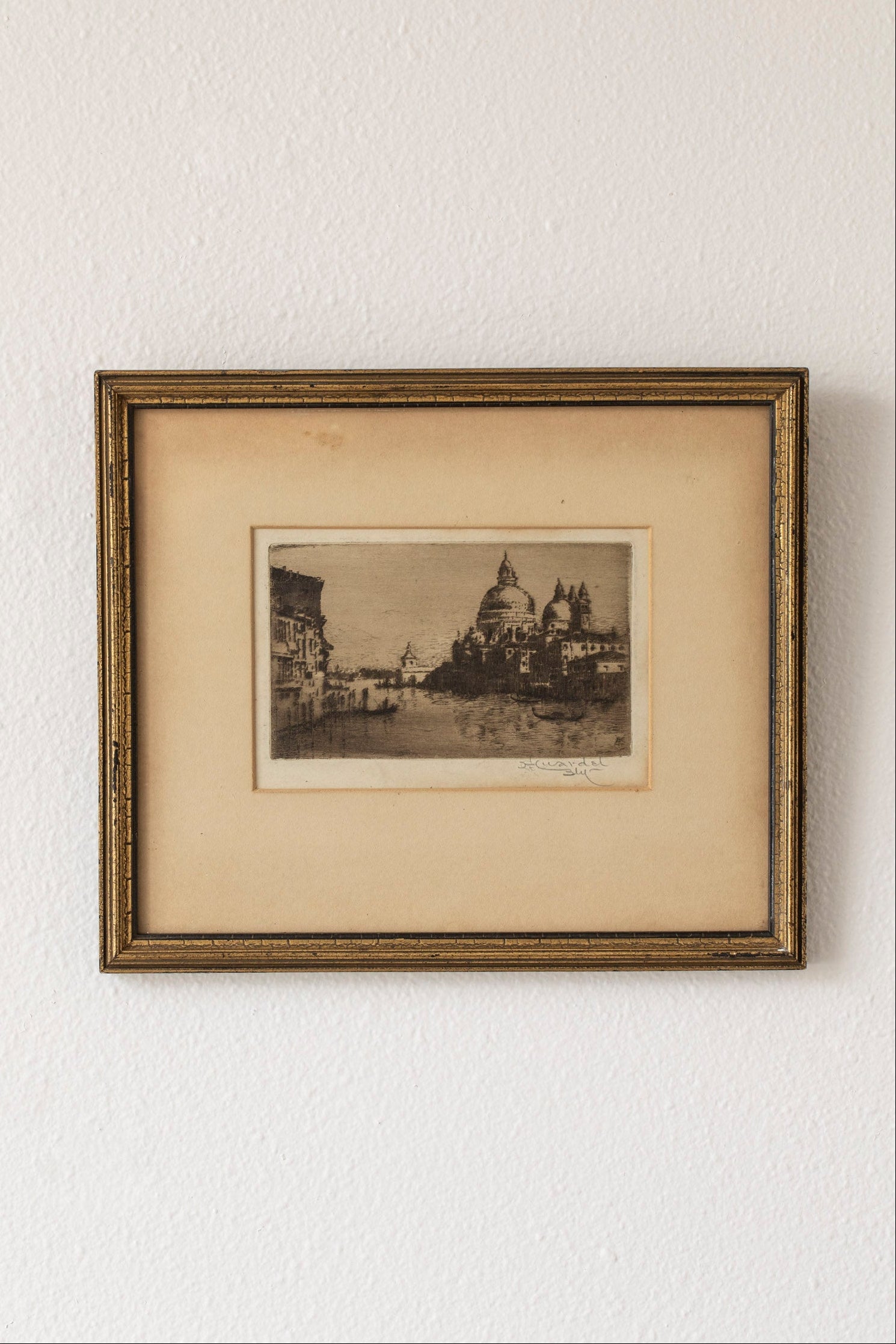 Antique Venice Canal Etching