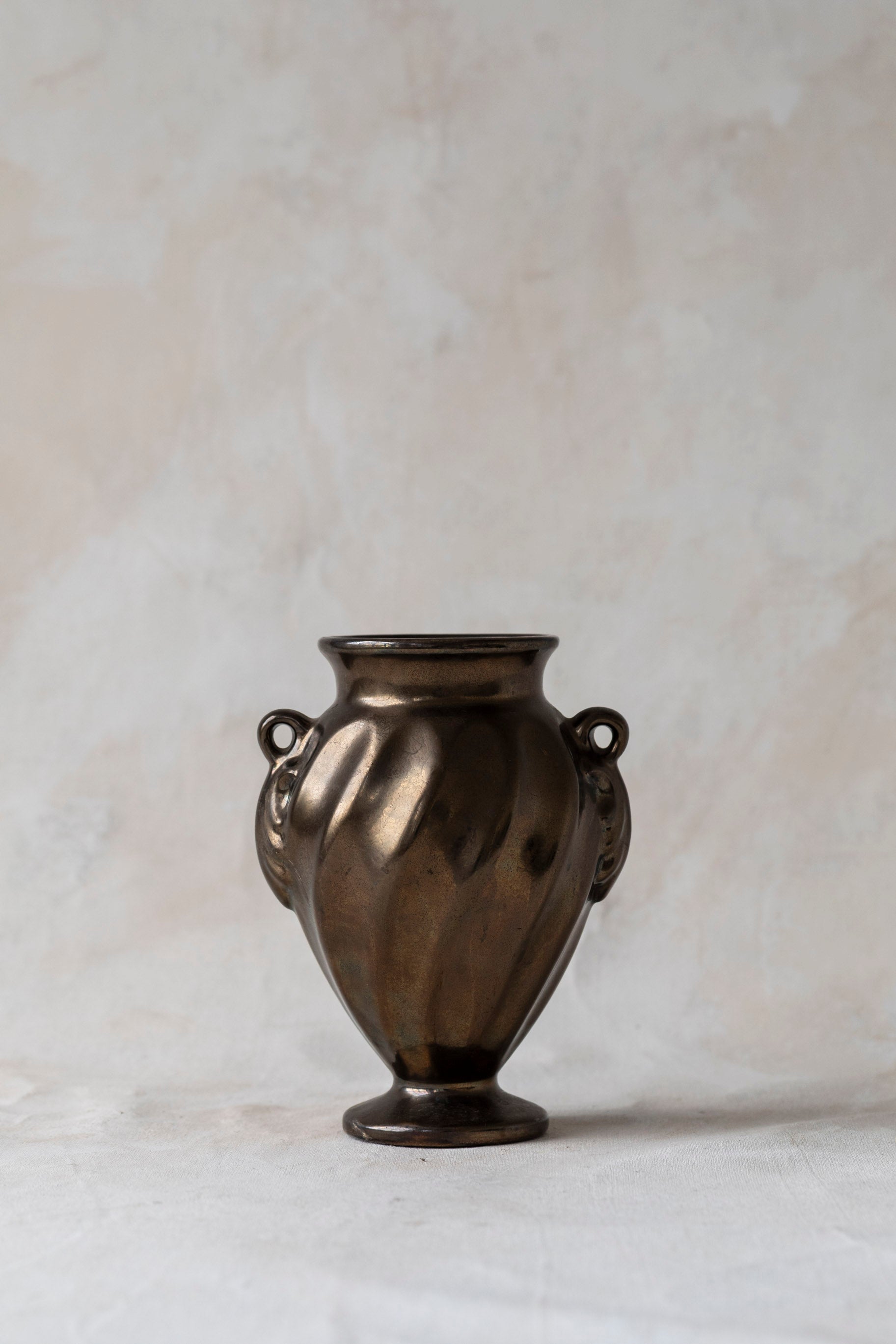 Vintage Bronze Ceramic Pedestal Vase