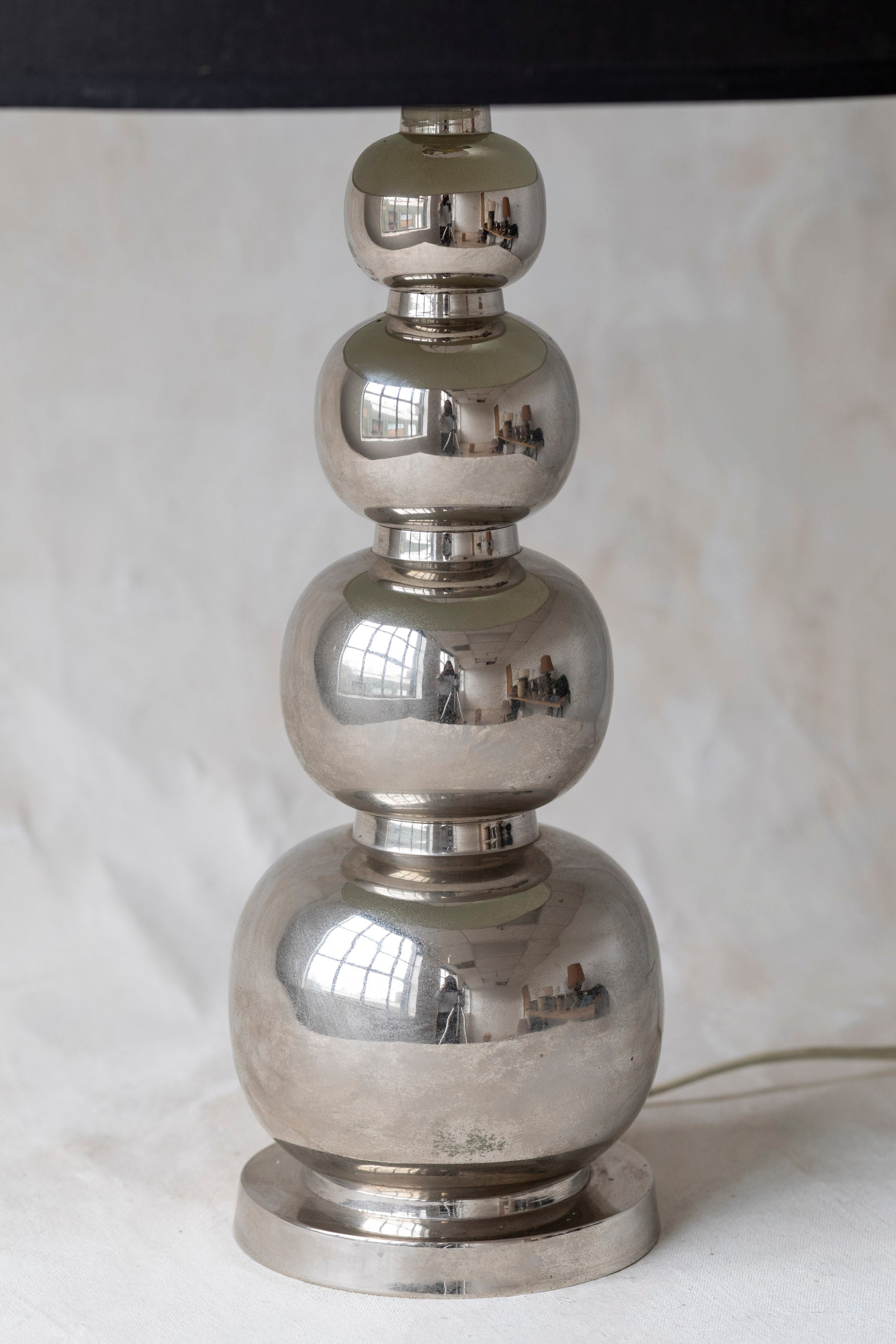 Vintage Stacked Chrome Orbs Lamp