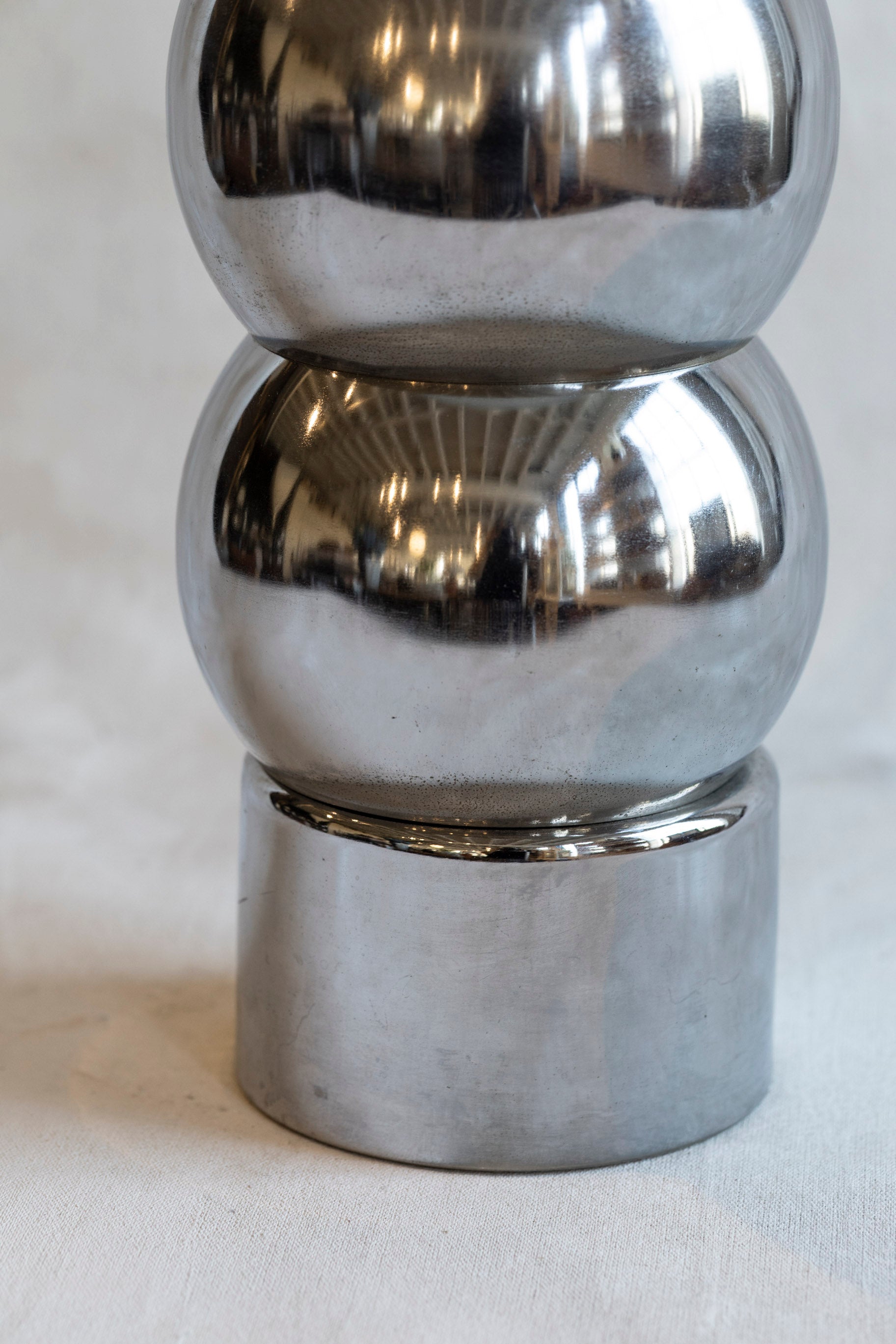 Vintage Tall Chrome Ball Lamp