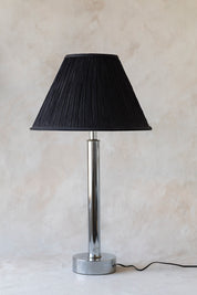 Vintage Chrome Lamp with Black Pleated Shade