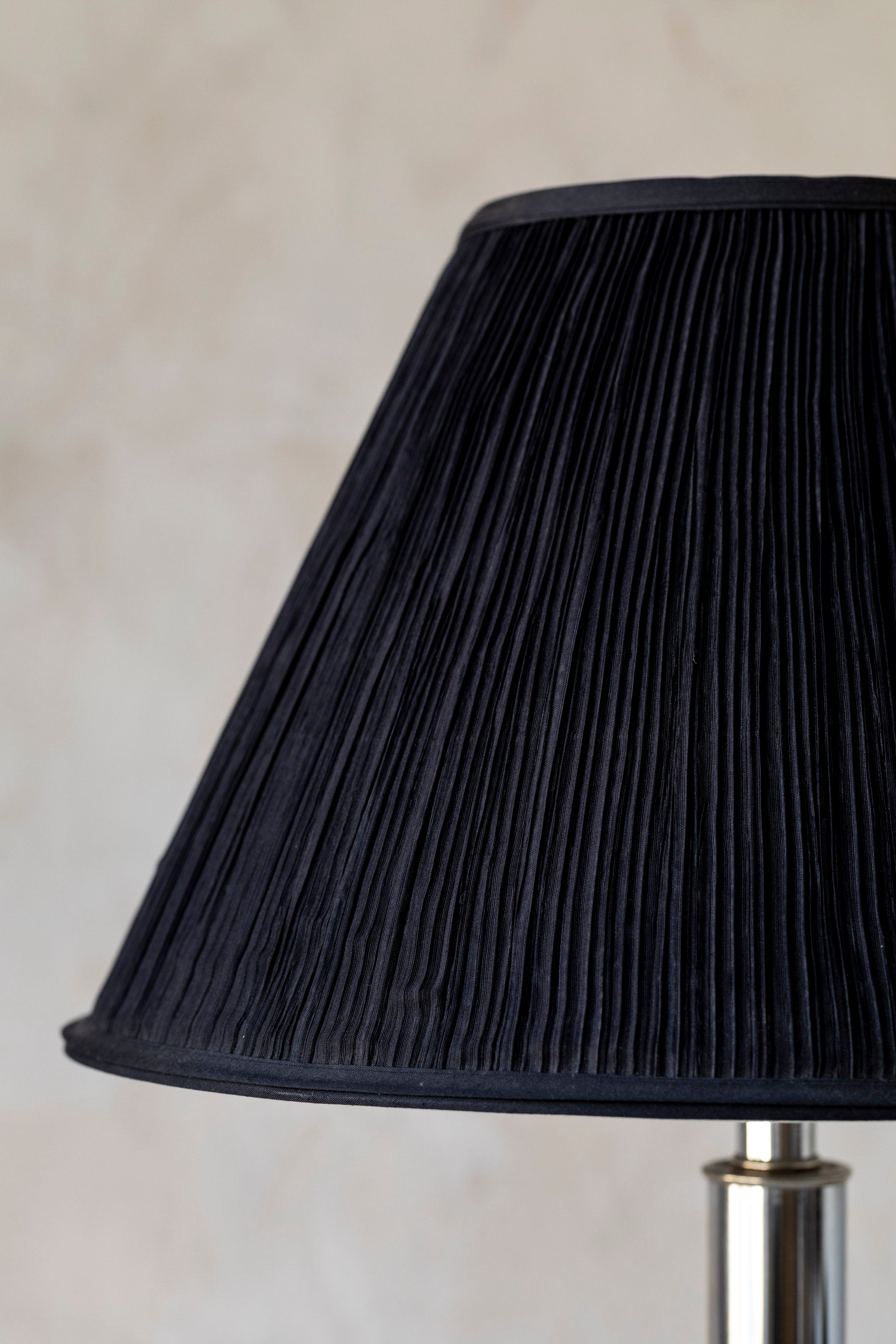 Vintage Chrome Lamp with Black Pleated Shade