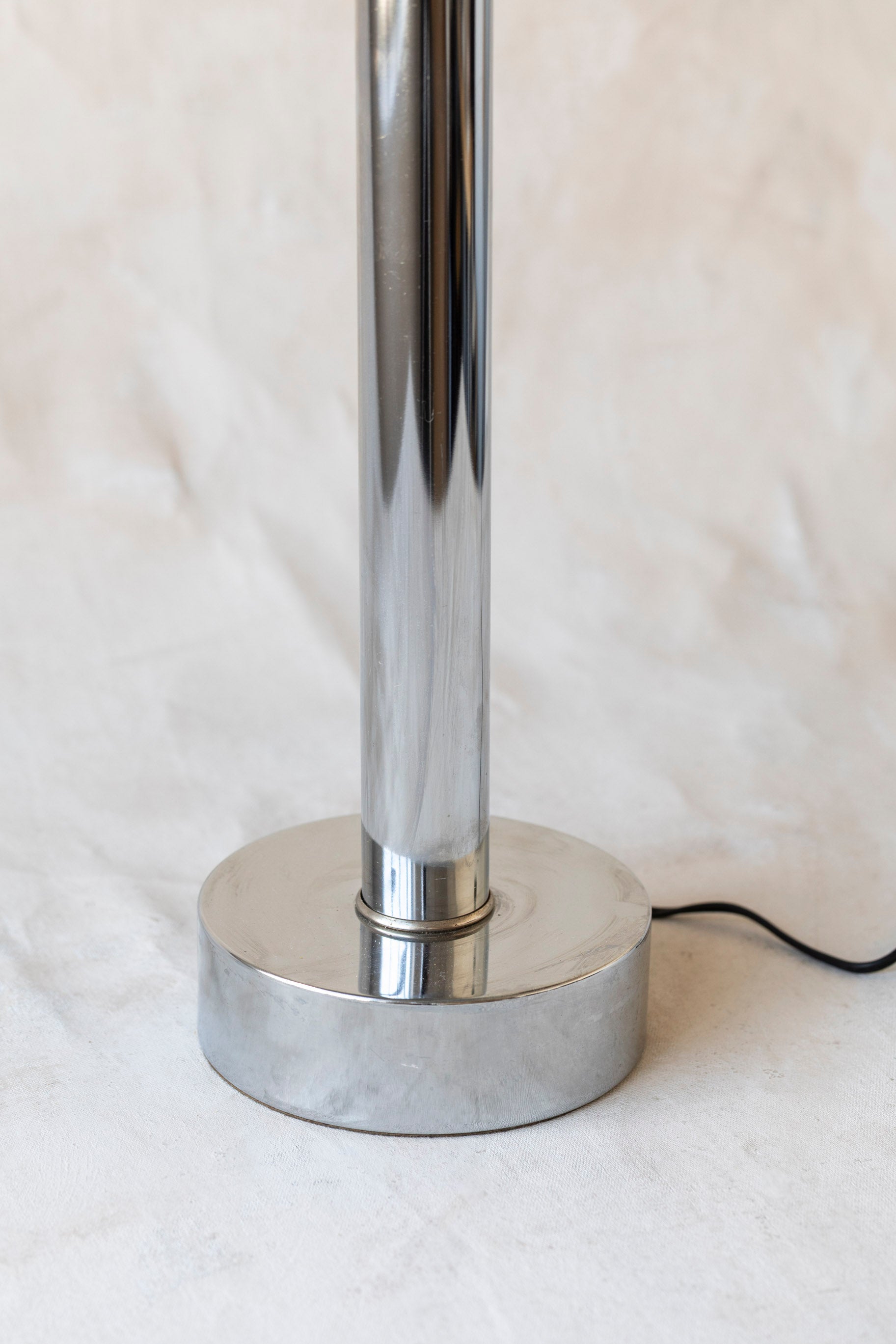Vintage Chrome Lamp with Black Pleated Shade