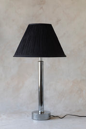 Vintage Chrome Lamp with Black Pleated Shade