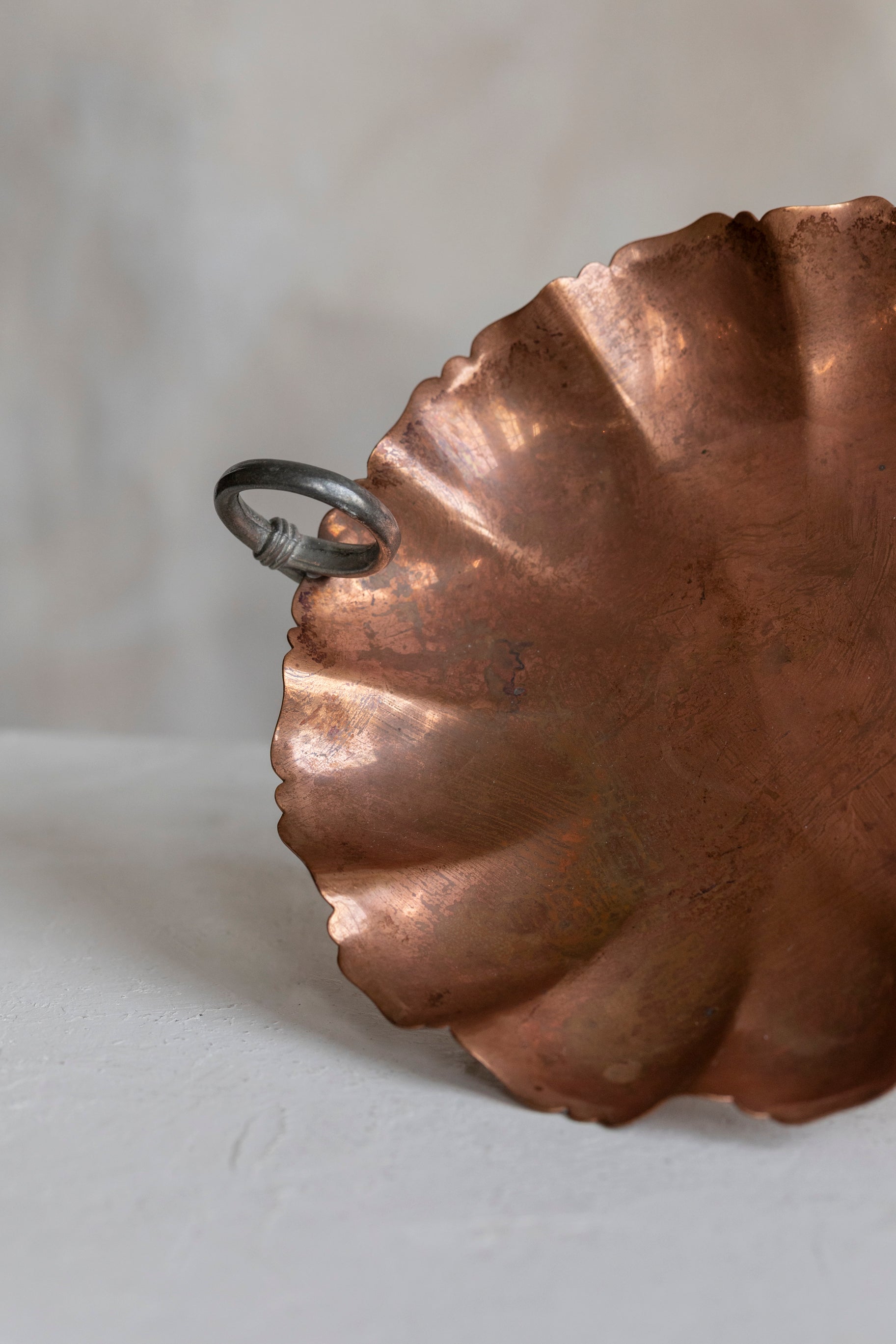 Vintage Ruffled Copper Dish