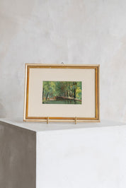 Vintage Framed River Oil Painting
