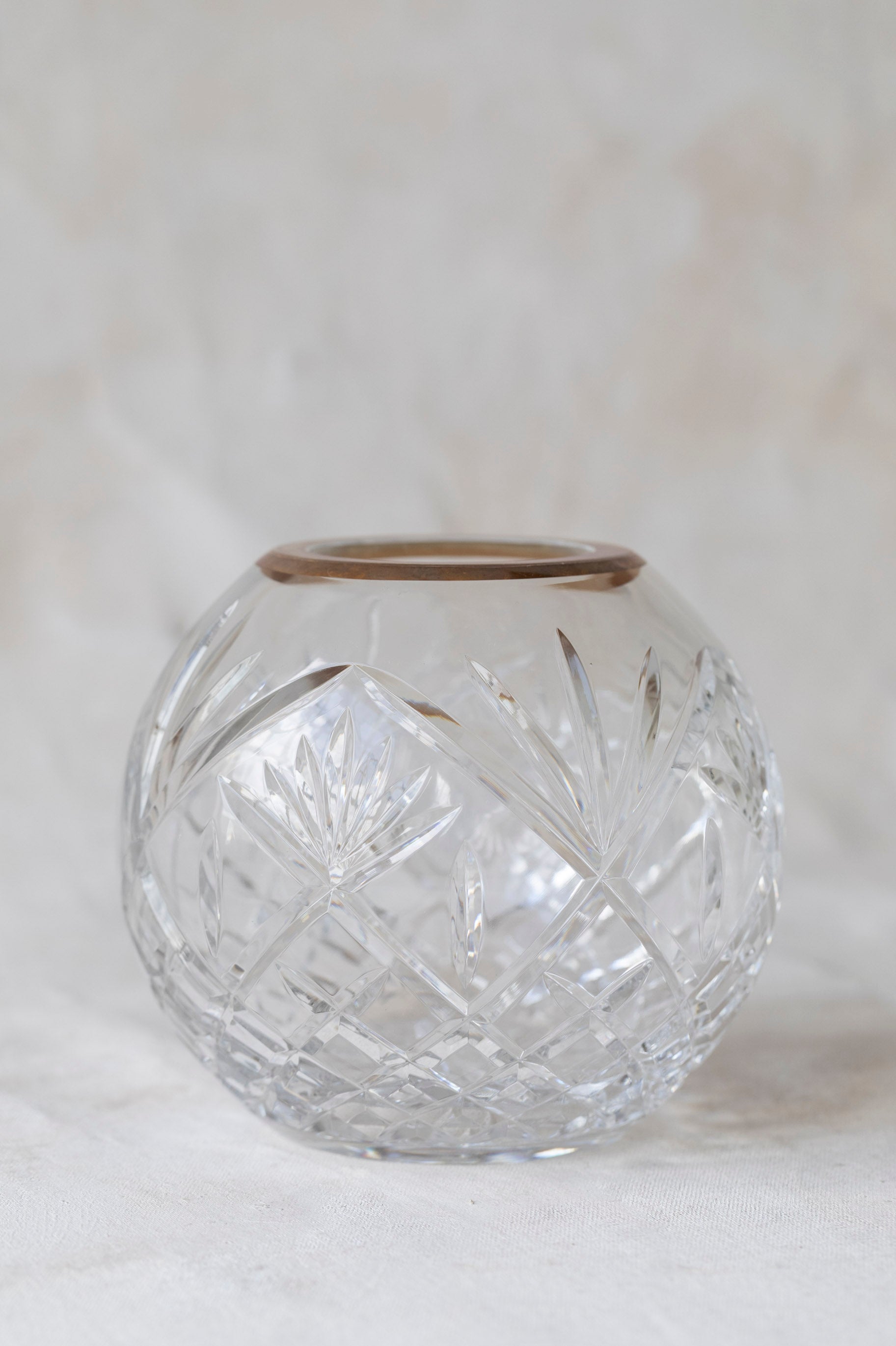 Vintage Cut Crystal Round Vase