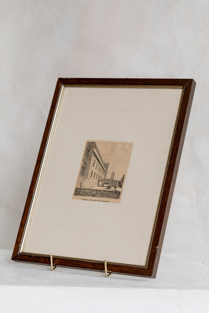 Vintage Framed Venduta laterale del Castello Sketch