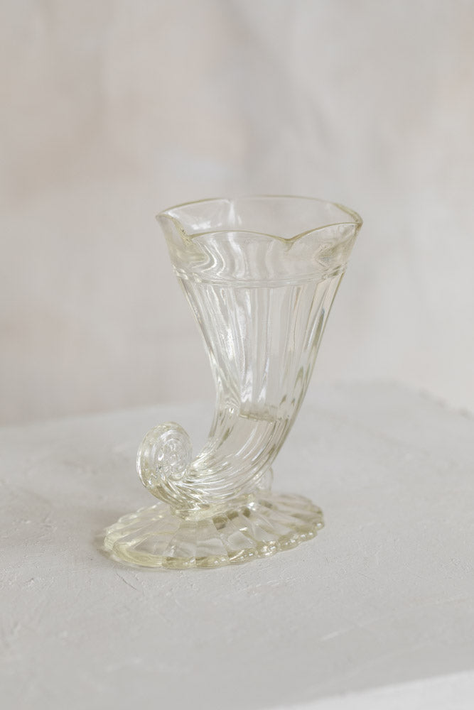 Vintage Glass Cornucopia Vase