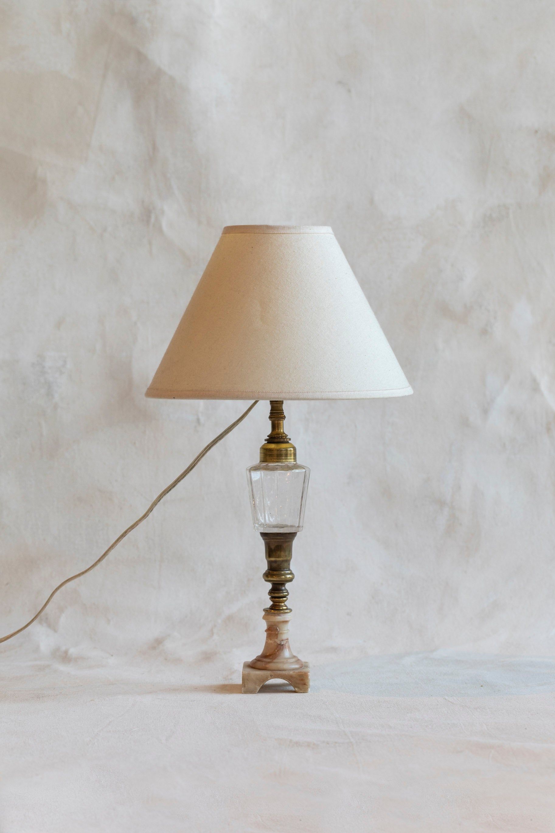 Vintage Petite Glass and Marble Table Lamp