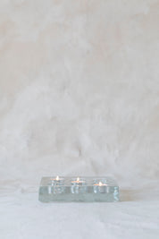 Vintage Glass Square Tea Light Holder
