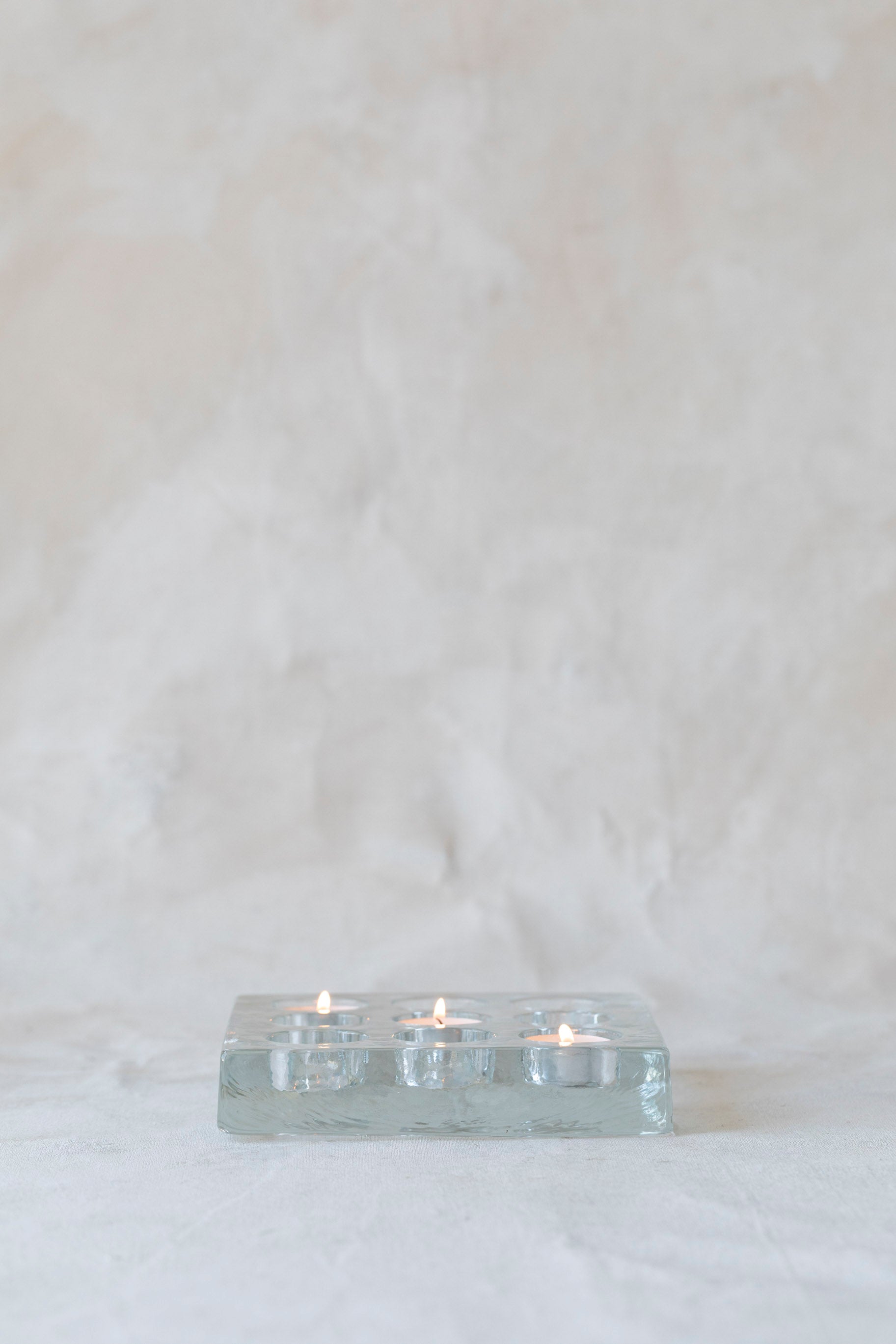 Vintage Glass Square Tea Light Holder