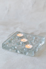 Vintage Glass Square Tea Light Holder
