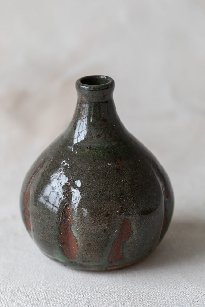 Vintage Dark Glazed Bud Vase
