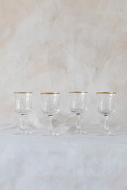Vintage Gold Trimmed Wine Glasses
