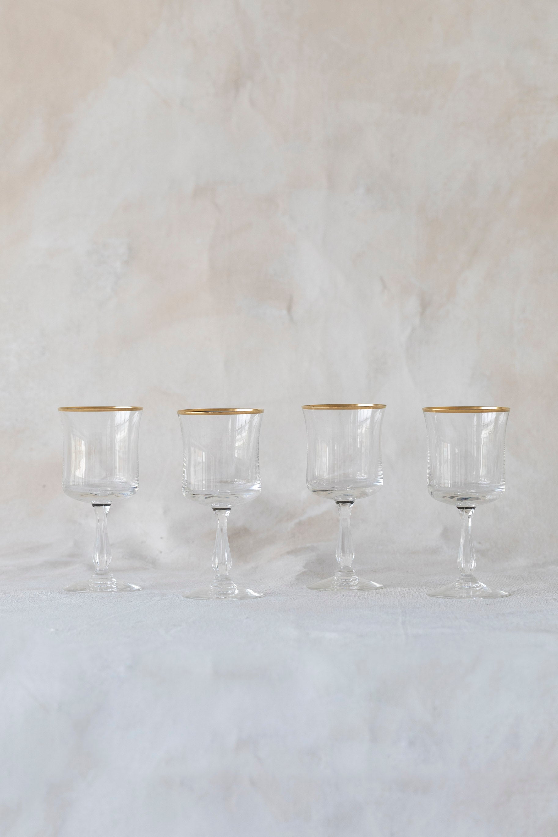Vintage Gold Trimmed Wine Glasses