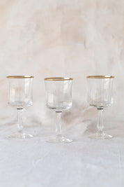 Vintage Gold Trimmed Wine Glasses
