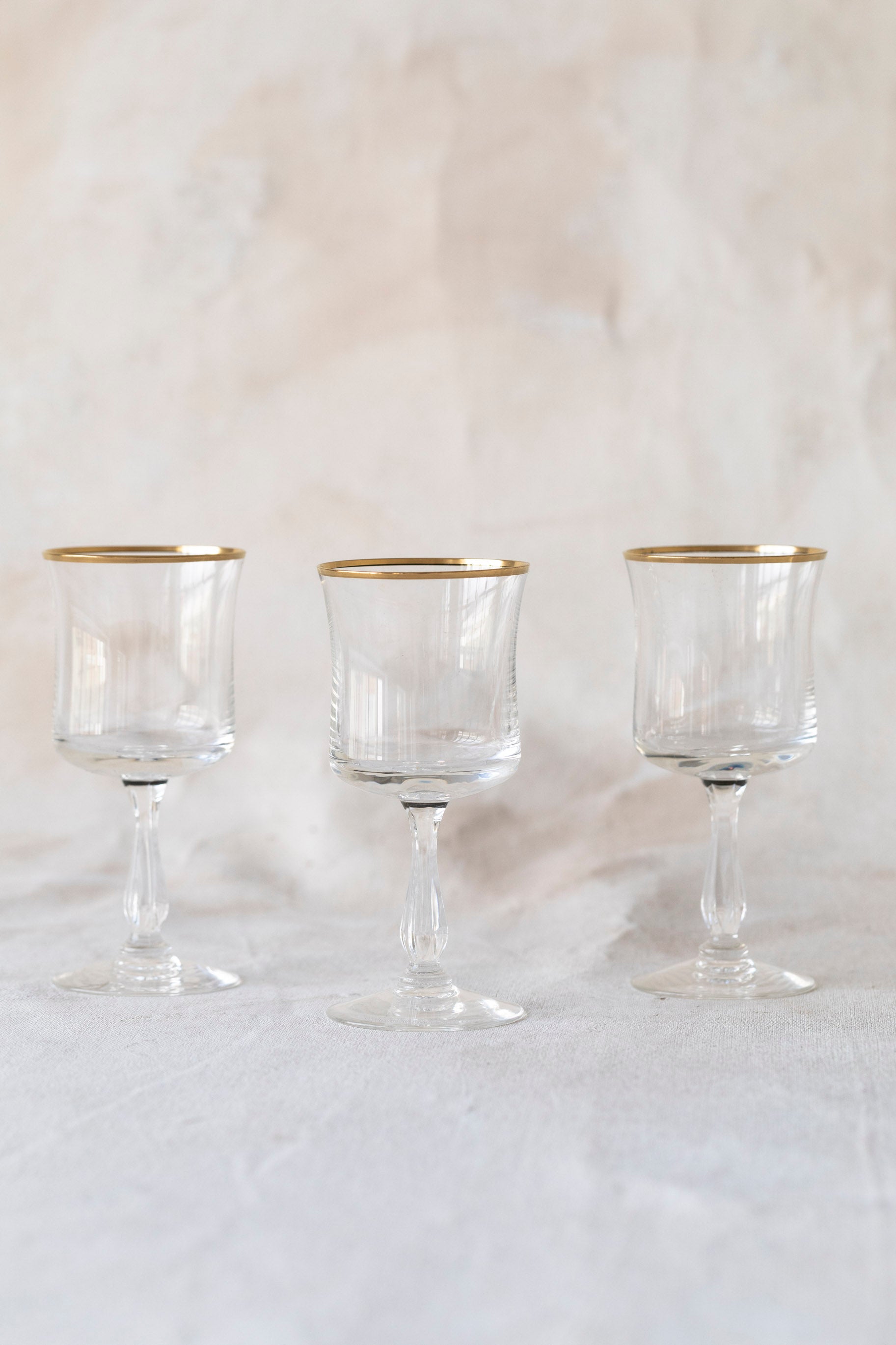 Vintage Gold Trimmed Wine Glasses