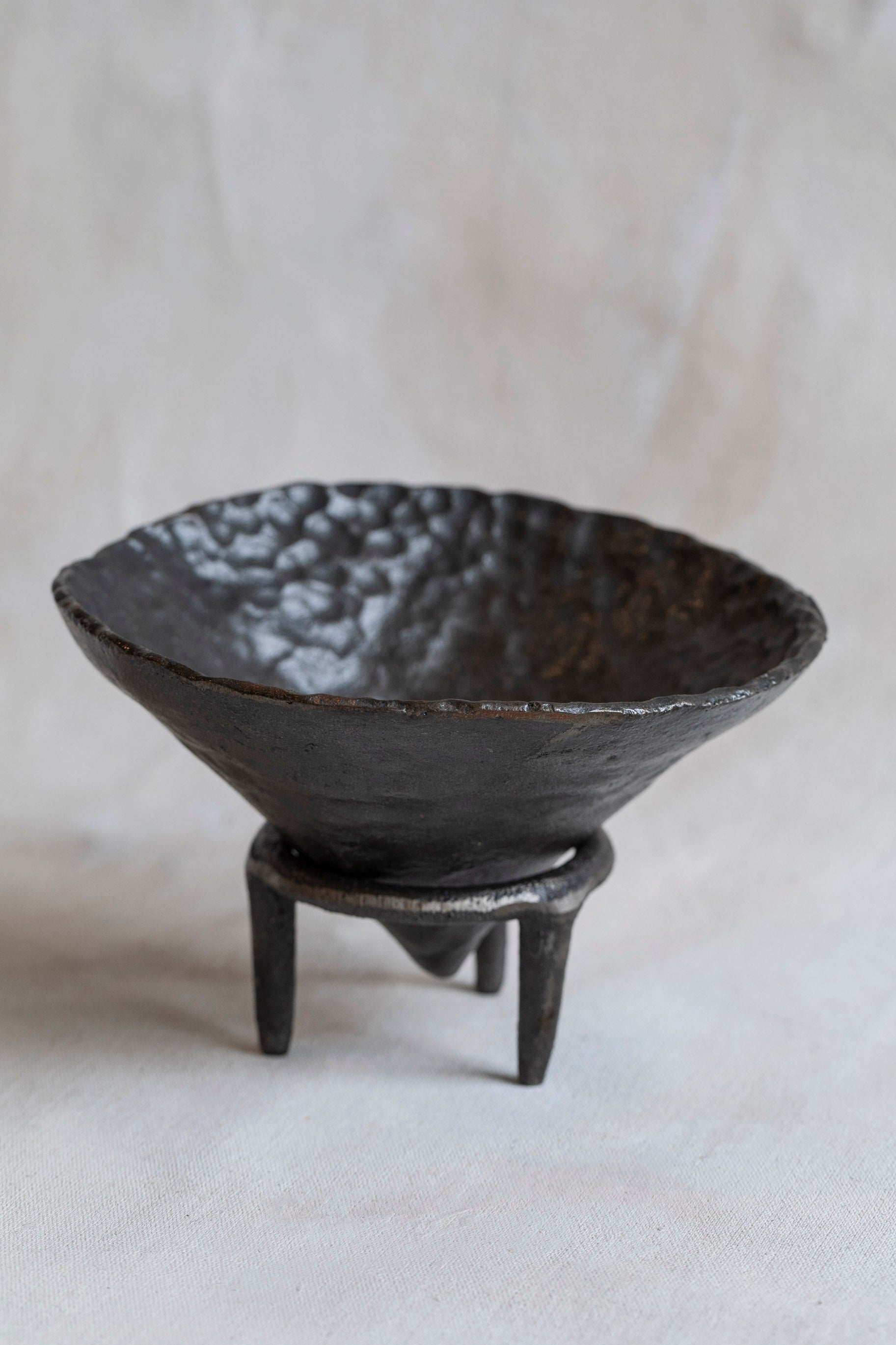 VIntage Hammered Iron Offering Bowl