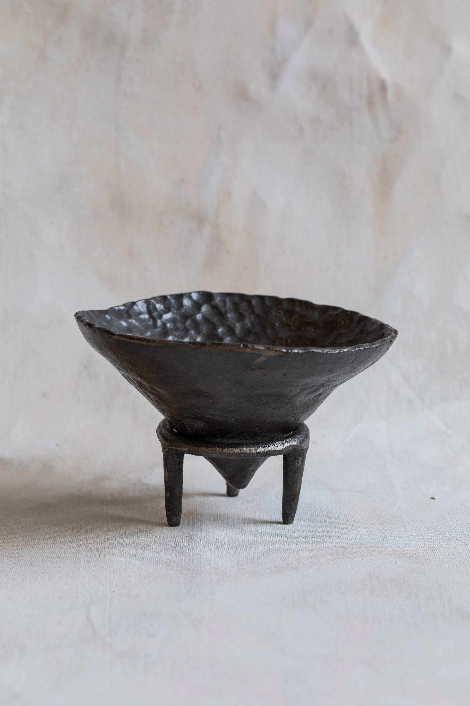 VIntage Hammered Iron Offering Bowl