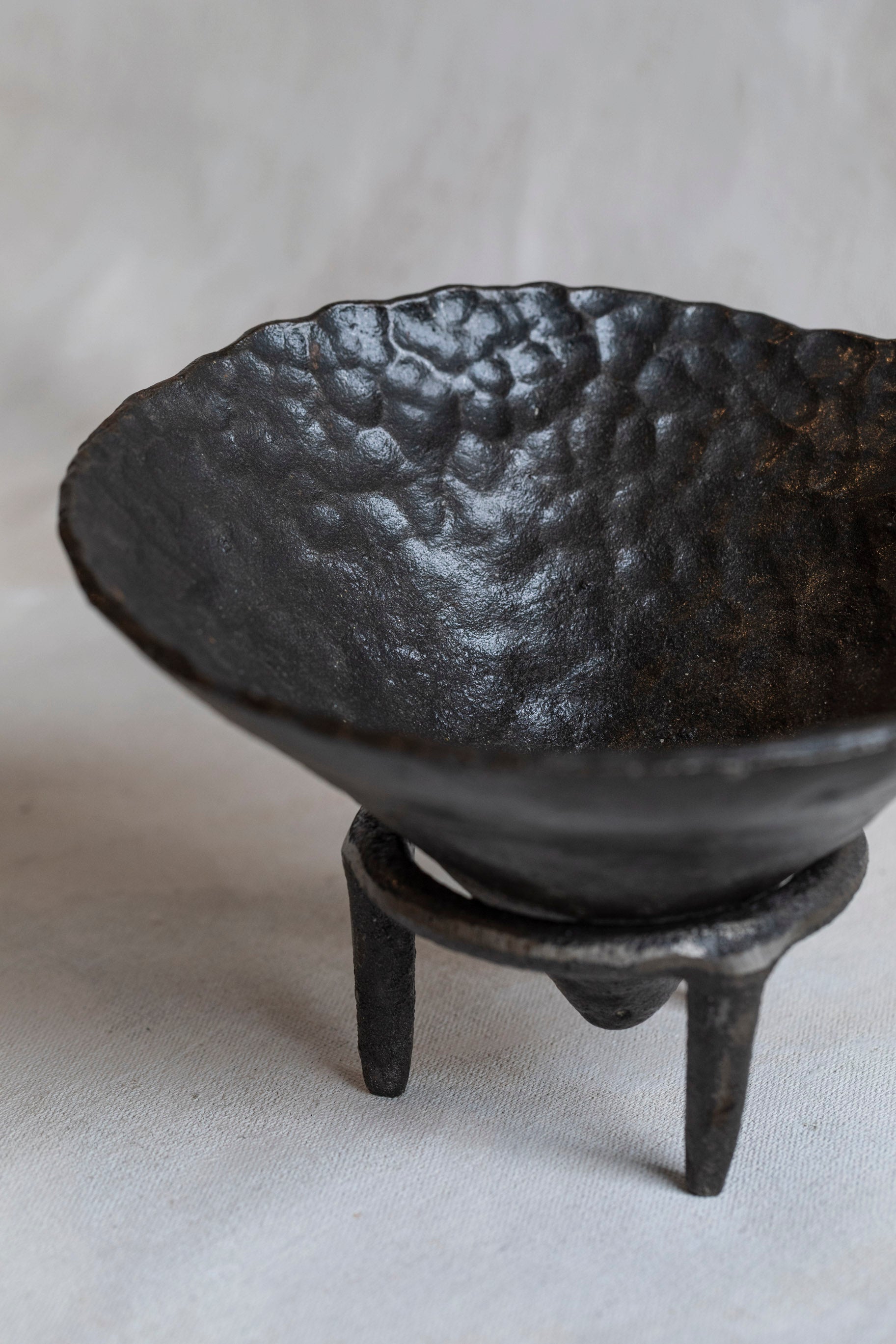 VIntage Hammered Iron Offering Bowl