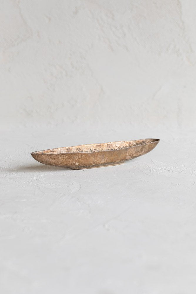 Vintage Hammered Silver Small Boat Tray