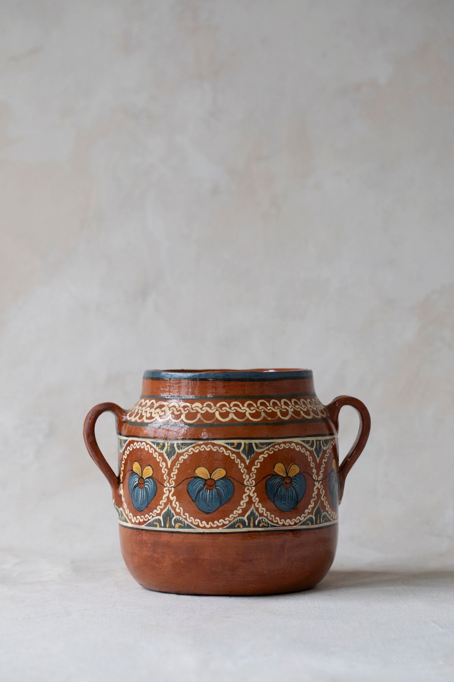 Vintage Handmade Painted Terracotta Pot