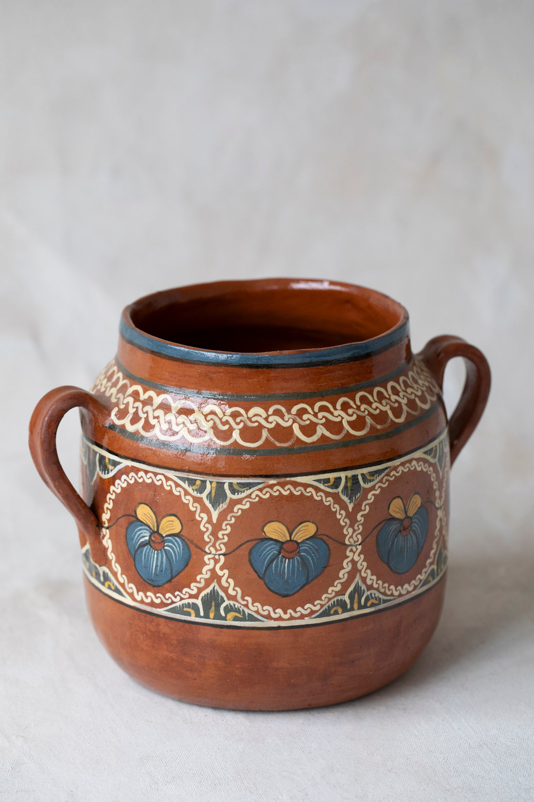 Vintage Handmade Painted Terracotta Pot