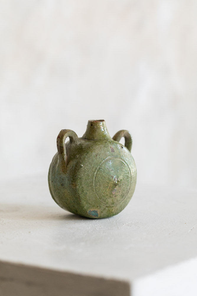 Antique Petite Earthenware Handled Vessel