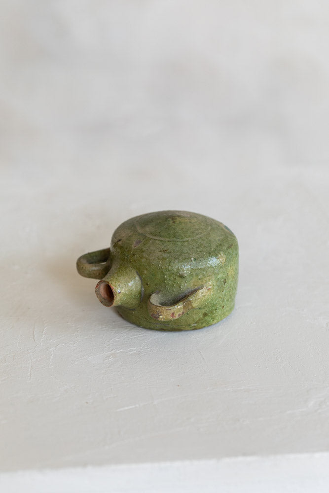 Antique Petite Earthenware Handled Vessel
