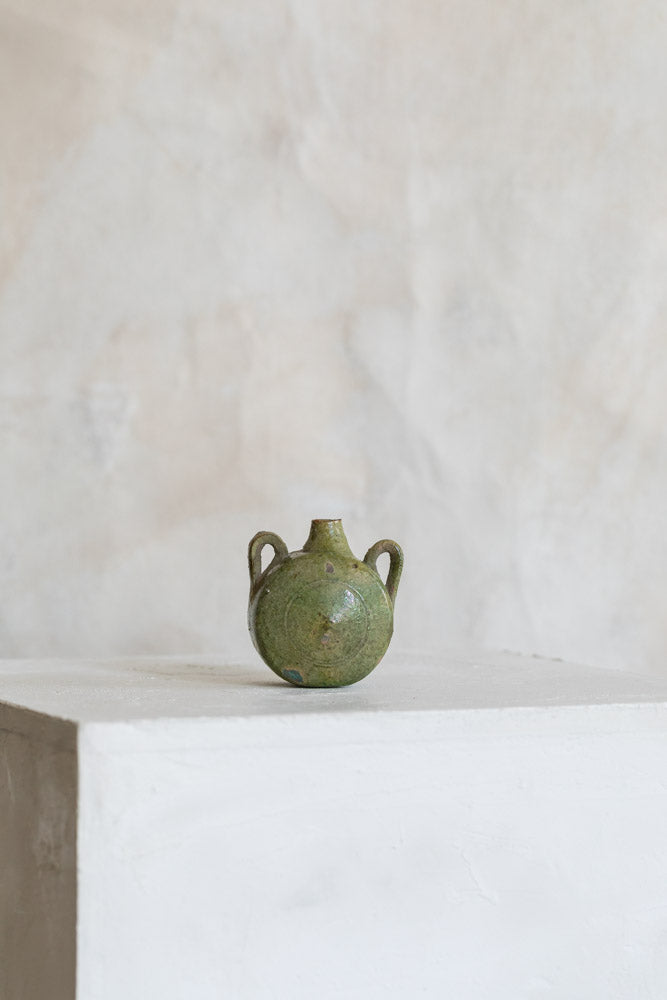 Antique Petite Earthenware Handled Vessel