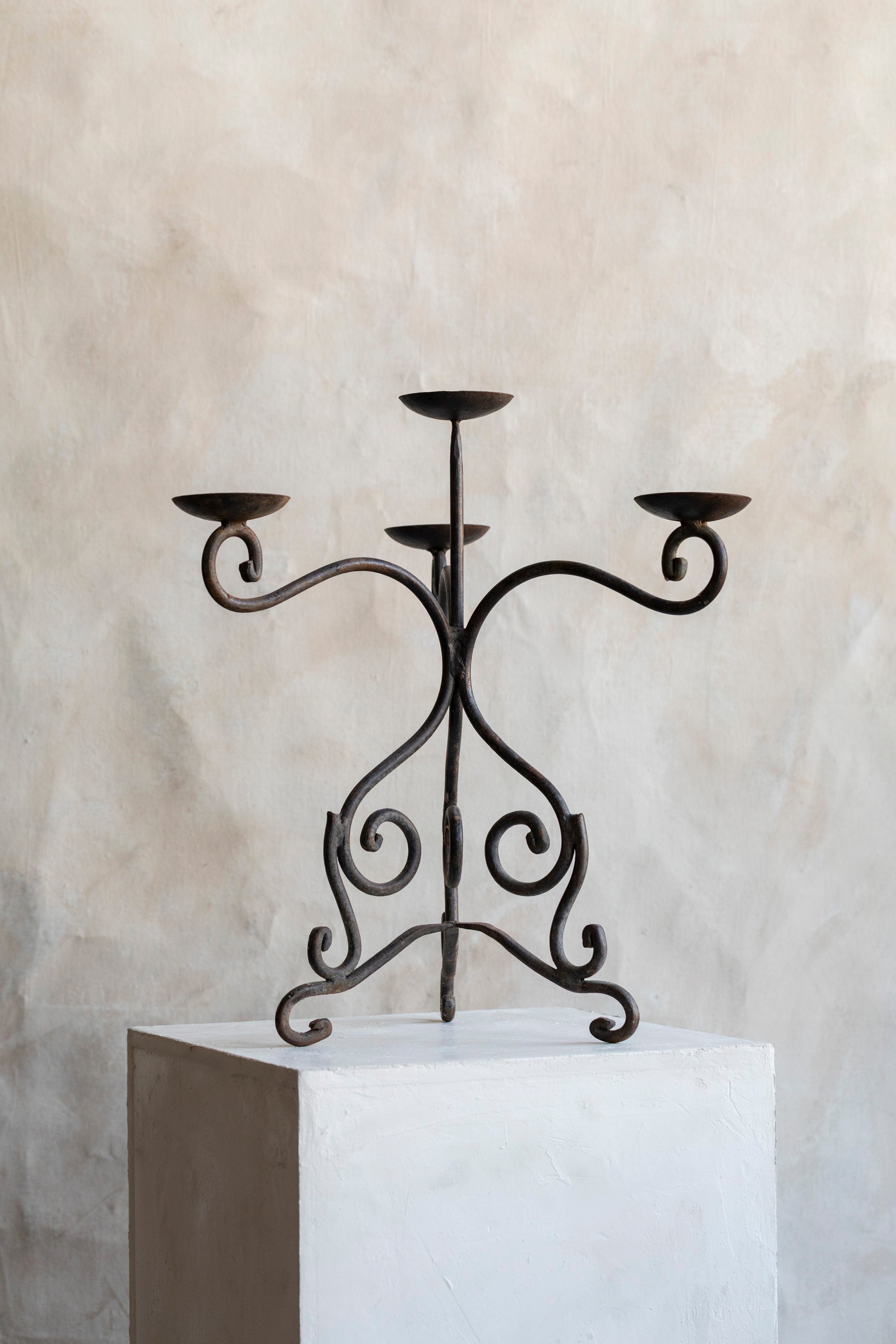 Vintage Iron Swirl Candelabra