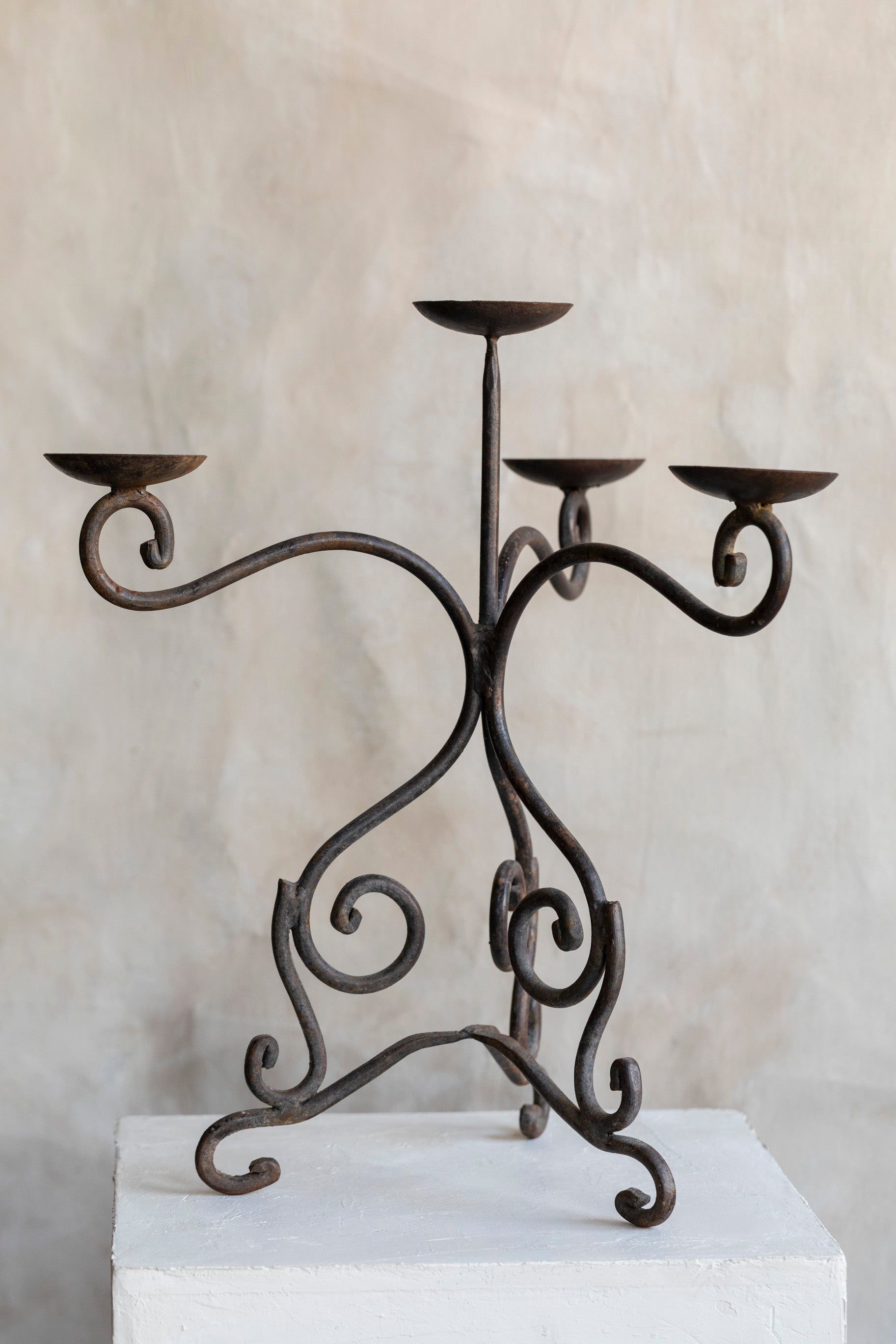 Vintage Iron Swirl Candelabra