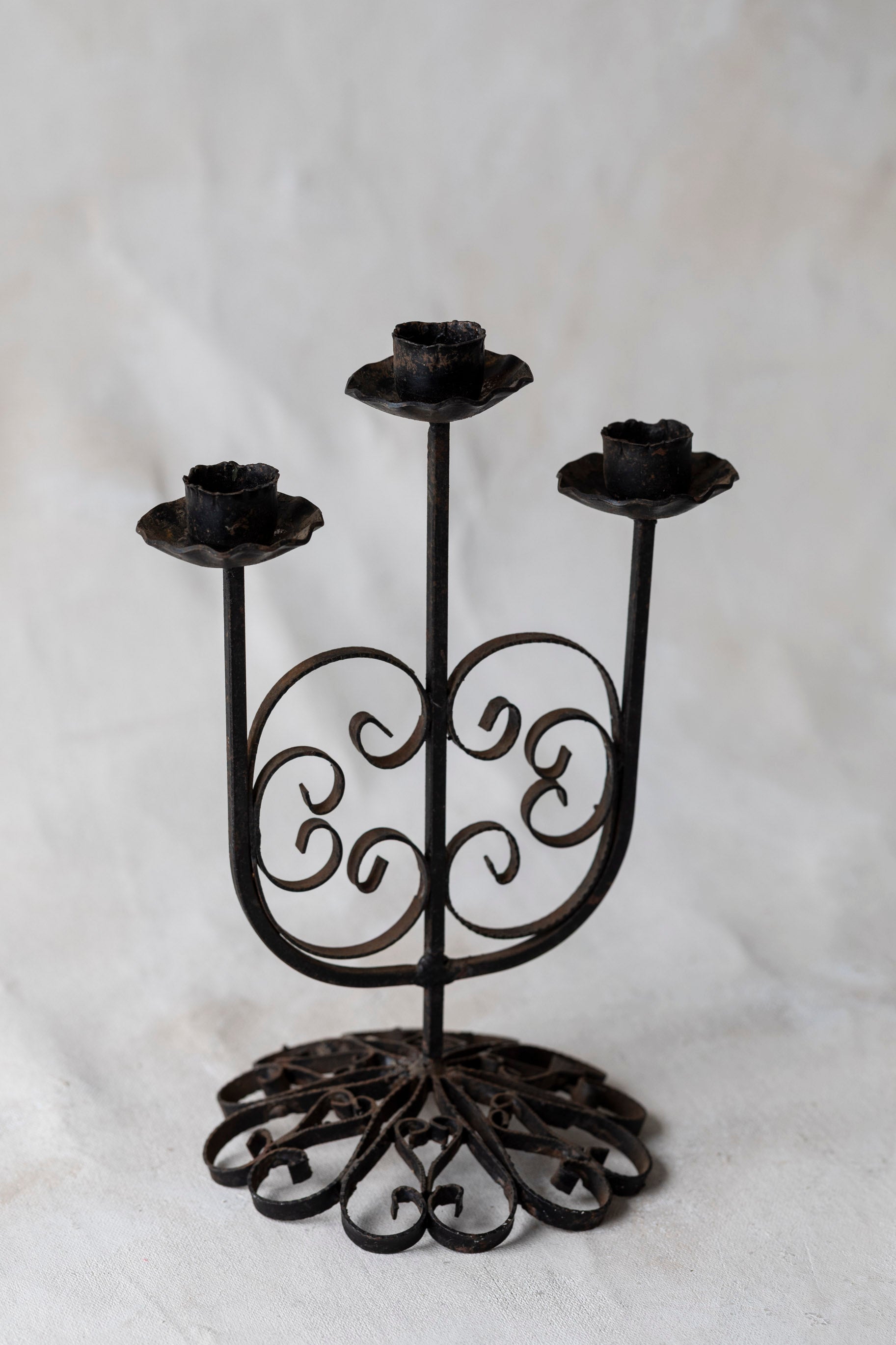 Vintage Iron Trio Candelabra