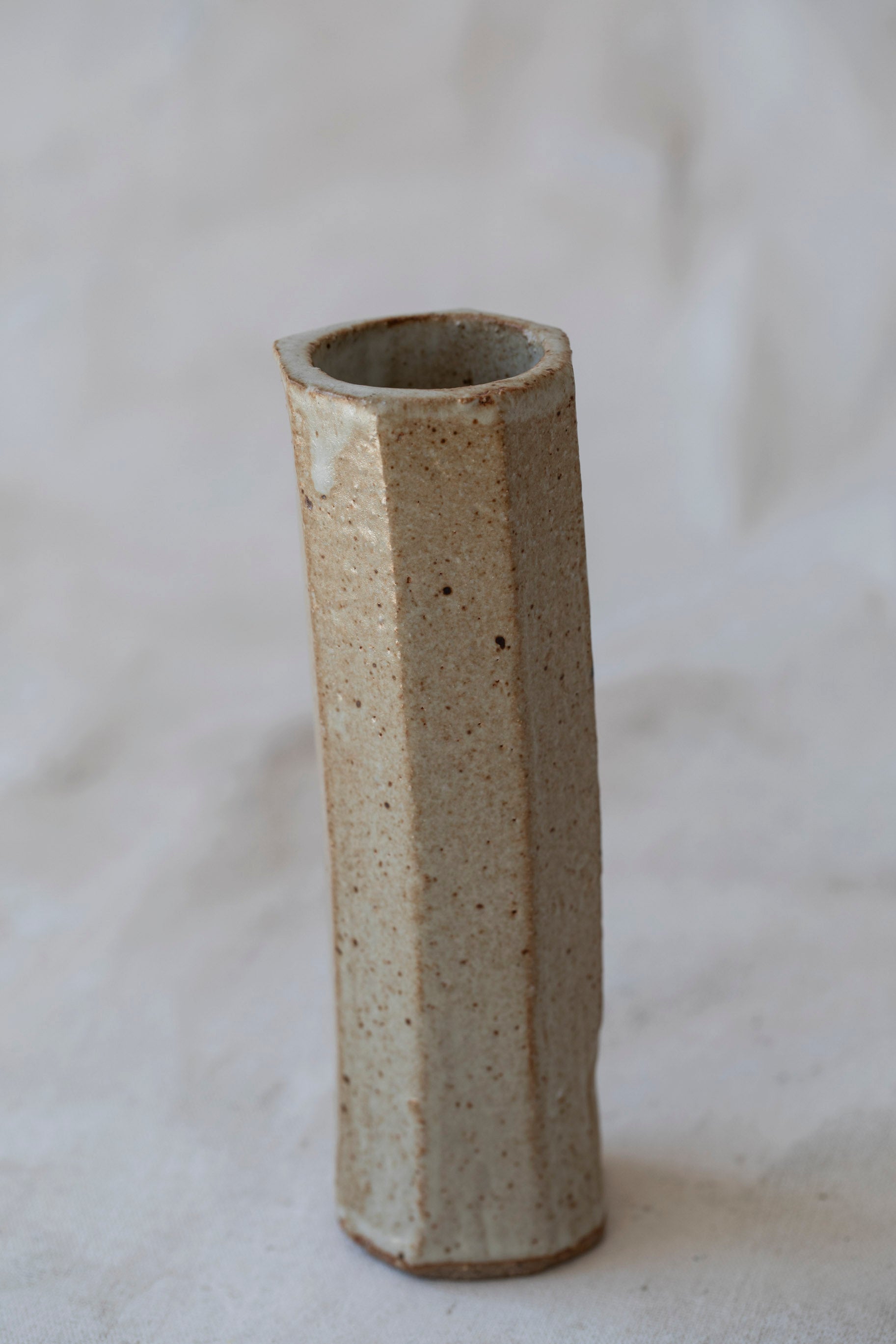 Vintage Faceted Stoneware Vase