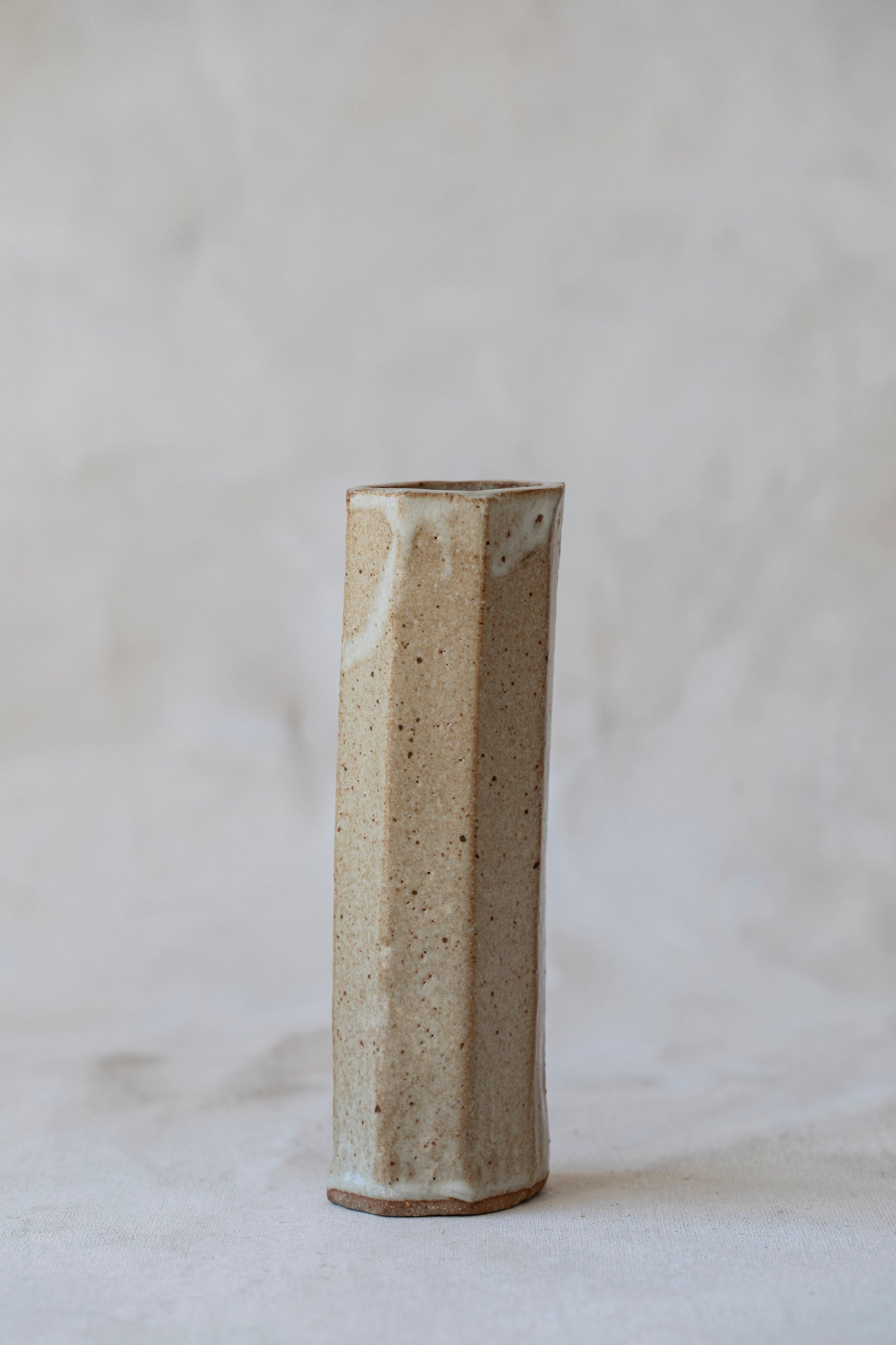 Vintage Faceted Stoneware Vase