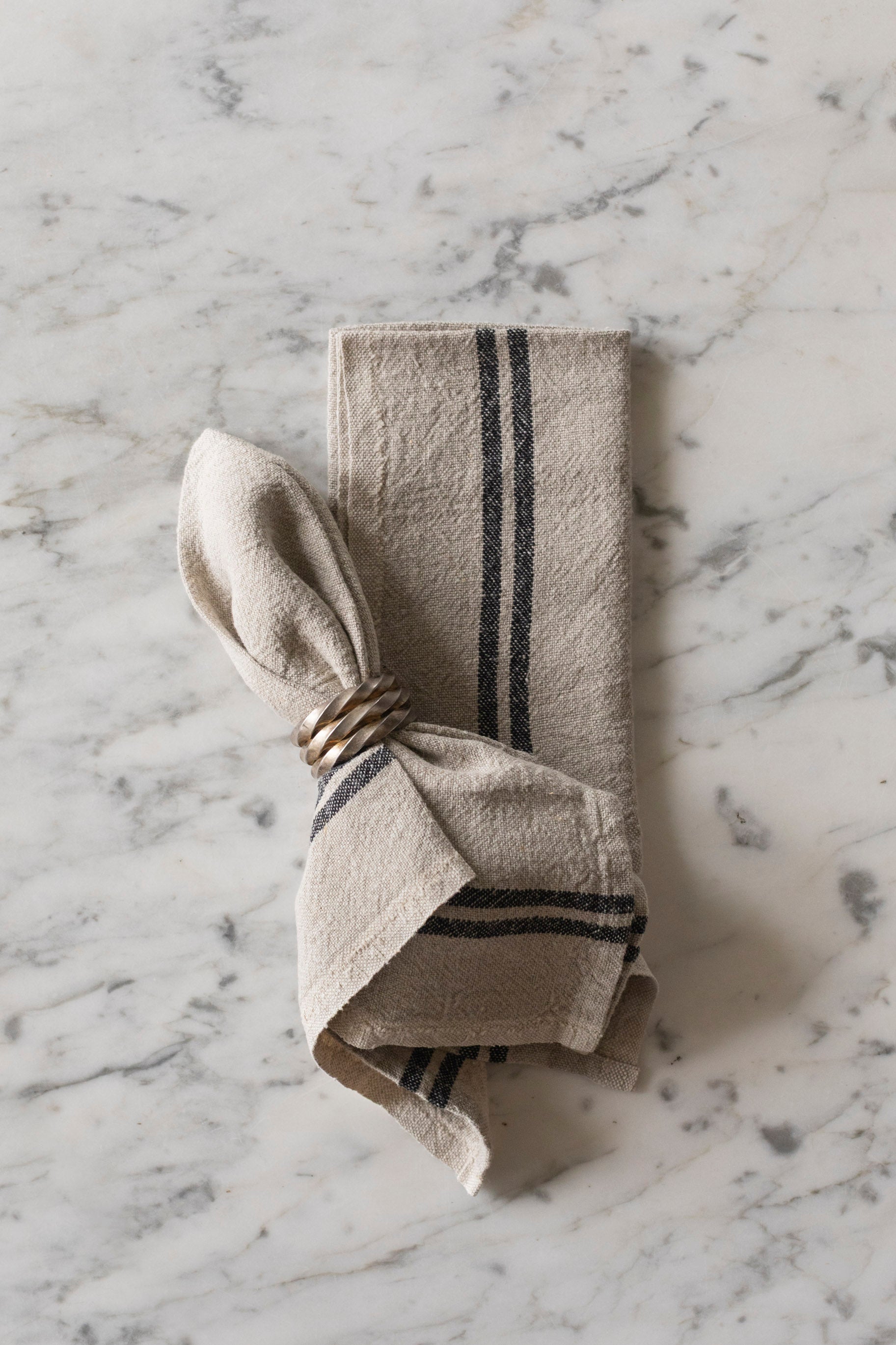 Vintage Linen Napkins in Natural & Black